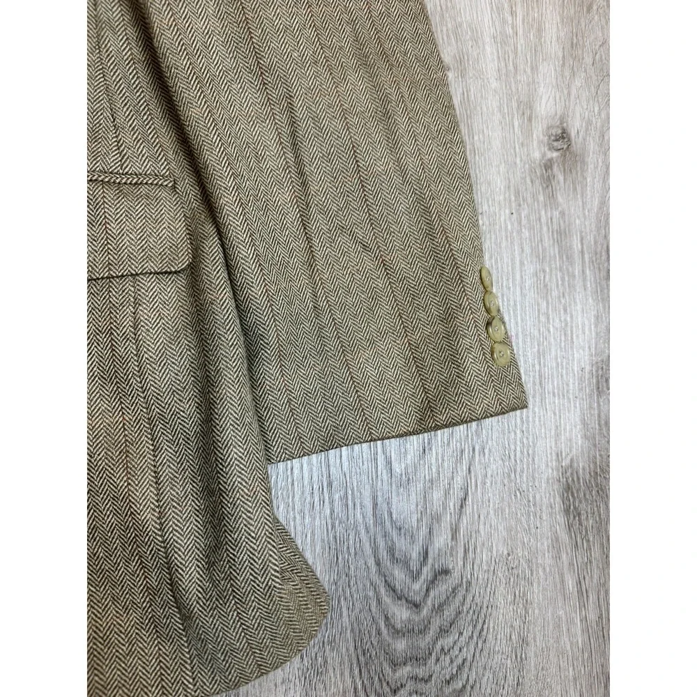 Lauren Ralph Lauren Mens Two Button Blazer Brown Windowpane Herringbone Size 46R